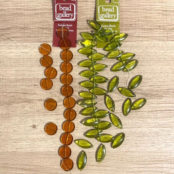 Bead Gallery Amber Color Glass Round Peridot Color Oval Beads Jewelry Craft Lot - Picture 6 of 11